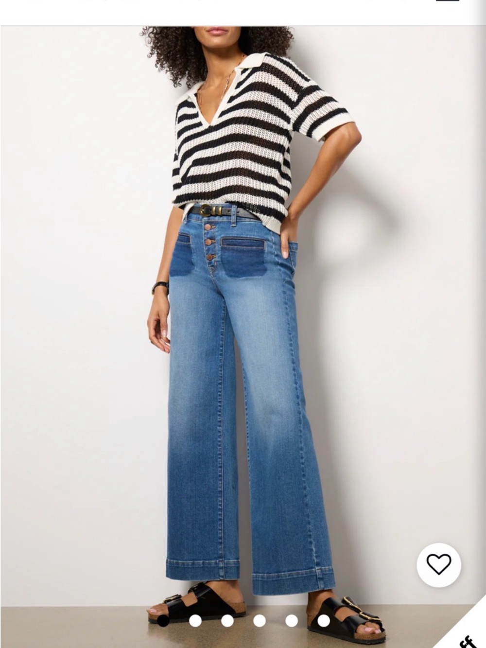 Evereve wide Leg Button-Fly Women's Jeans in Medium Blue